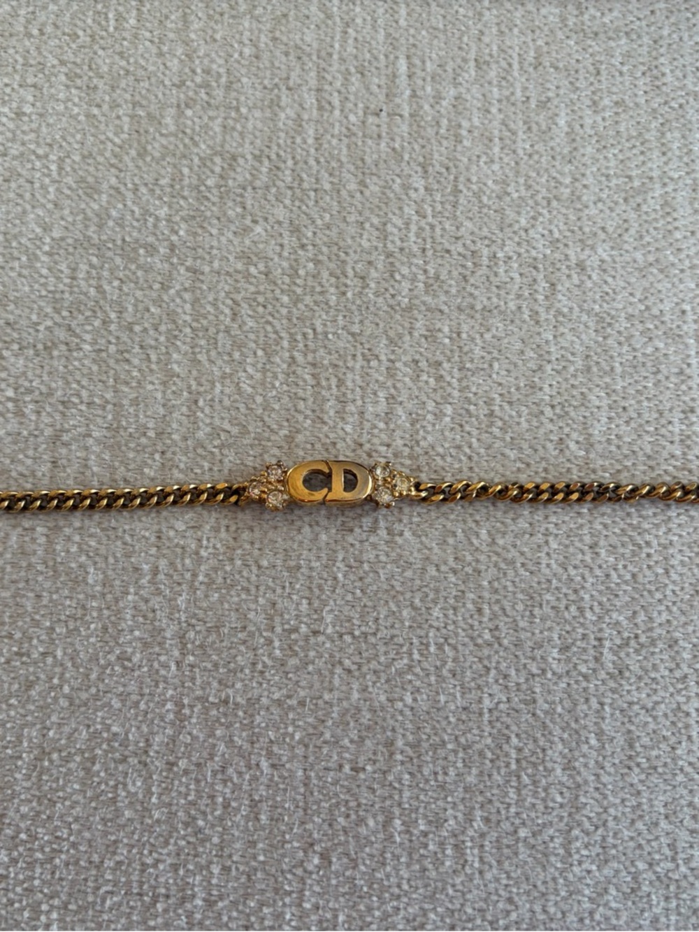 Authentic Dior Gold Tone CD Logo Crystal Accent Bracelet - Picture 3 of 3